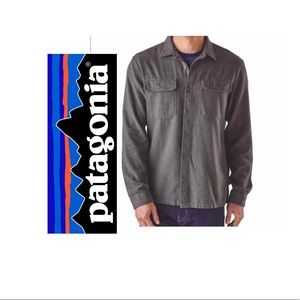 Patagonia Mens Fjord Flannel Shirt Large Gray Button Up Long Sleeve